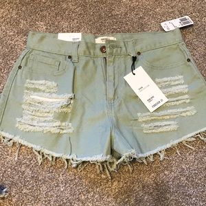 Mint colored high rise shorts